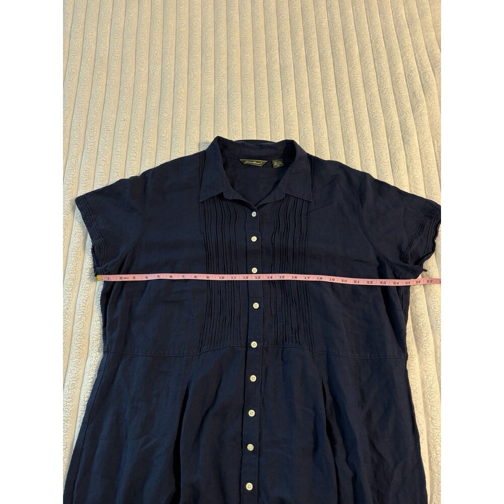 Eddie Bauer Short Sleeve Shirt Maxi Dress Womens 3XL Navy Blue Cotton Blend Boho - Picture 6 of 7